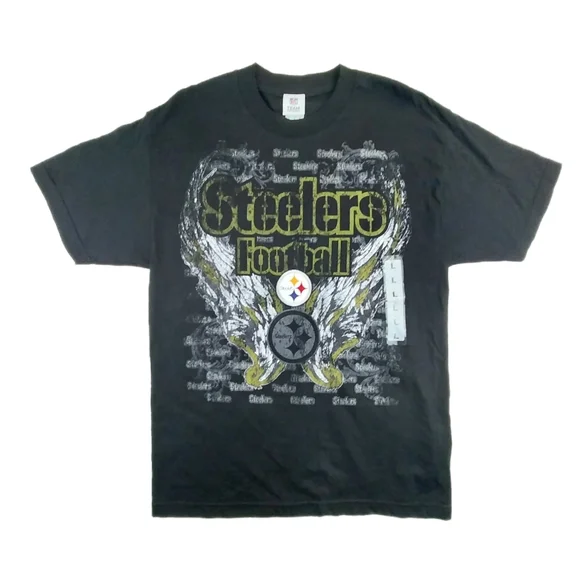 Pittsburg Steelers NWT Team Apparel NFL Mens Large T Shirt Embroidered Logo - Picture 2 of 8